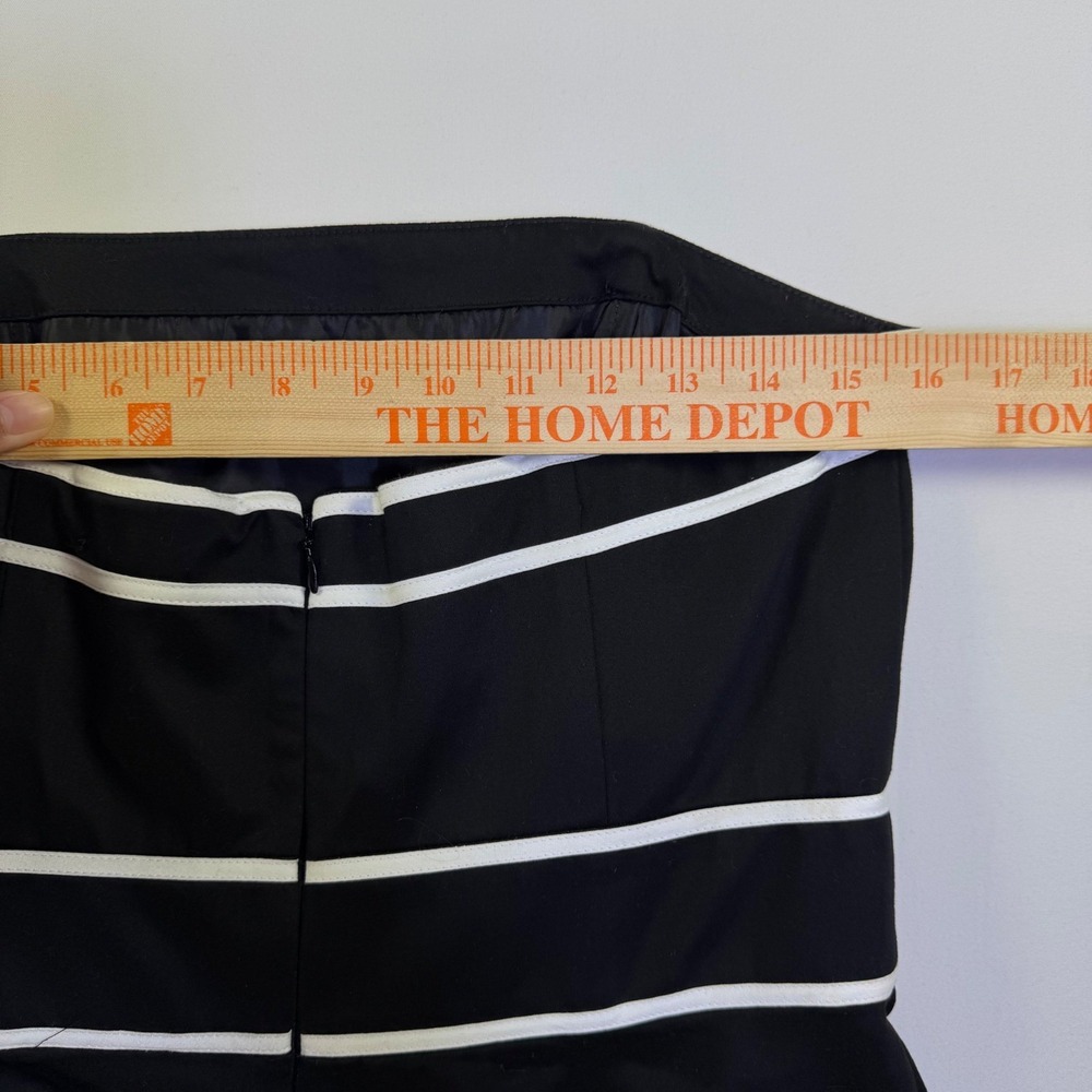 White House Black Market Strapless Black White Striped Fit Flare Dress Size 8‎ - Picture 8 of 10